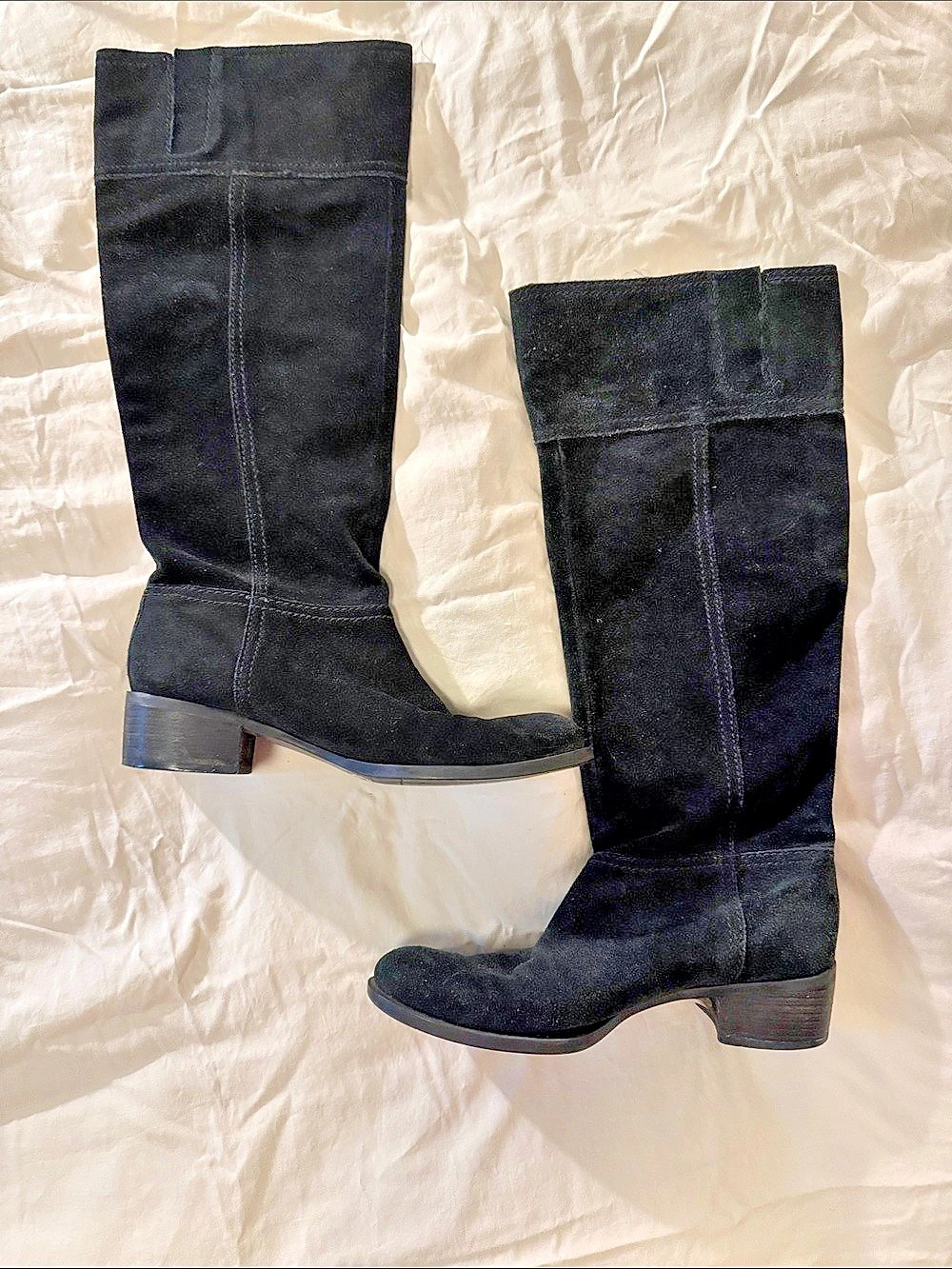 Nine West Black Knee-High Slouchy Suede Boots